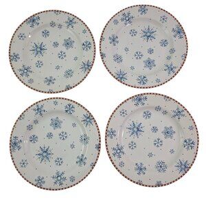 Sakura Debbie Mumm Snowflake 8” Stoneware Salad Luncheon Plates – Set of 4